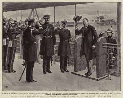 The Royal Tour, Lord Cromer bliver modtaget af hertugen af Cornwall og York på Ophir ved Suez af Frank Dadd